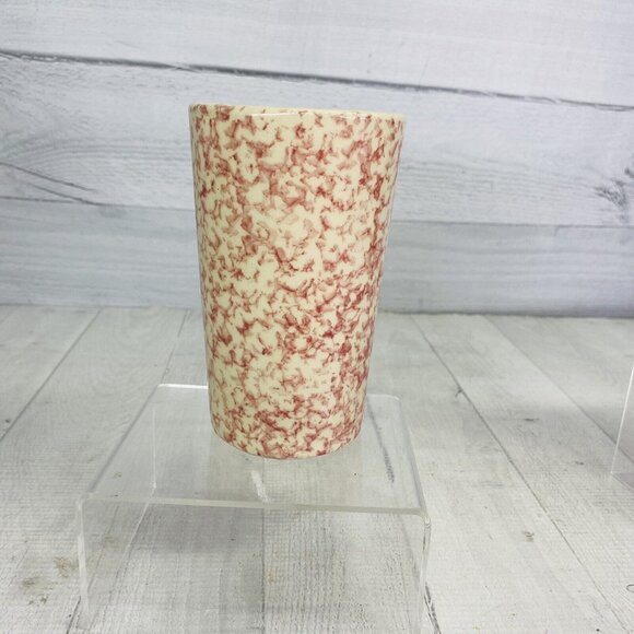 Roseville The Workshop of Gerald Henn ROSE SPONGE Red Spongeware 12 oz Tumbler - Picture 4 of 14
